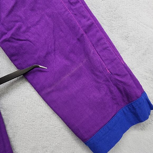 Vintage Jacket Womens M Pink Blue Nepal Reversible Packable Patchwork Belted - Picture 7 of 16